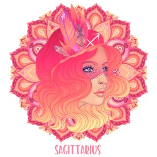 Pink Drawing Of Sagittarius Astrological Sticker