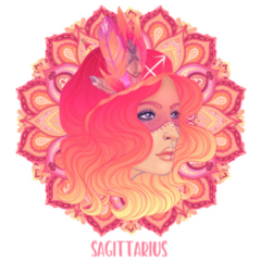 Pink Drawing Of Sagittarius Astrological Sticker