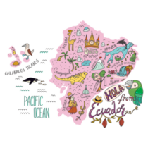 Pink Ecuador Map Sticker
