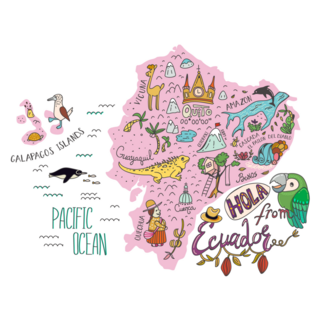Pink Ecuador Map Sticker