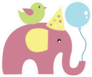 Pink Elephant and Bird Sticker