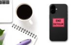 Pink End Detour Sticker on a Phone (New) example