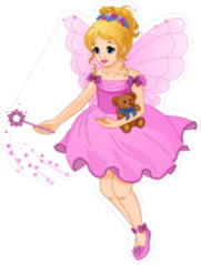 Pink Fairy and Teddy Bear Sticker