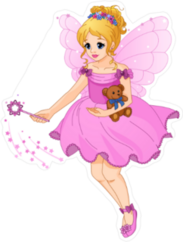Pink Fairy and Teddy Bear Sticker