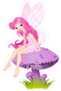 Pink Fairy Elf Sitting On Mushroom Sticker
