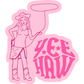 Pink Fashion Cowgirl Yee Haw Sticker