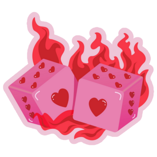 Pink Flame Heart Dice Sticker 