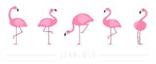 Pink Flamingo Cartoon Set Sticker