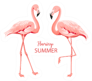 Pink Flamingos Set Summer Sticker