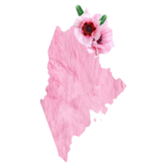 Pink FLoral Maine State Map Sticker