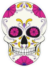 Pink Flower Eyes Sugar Skull Sticker