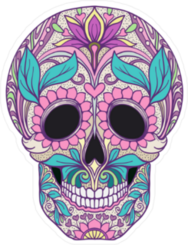 Pink Flower Sugar Skull Sticker