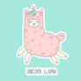 Pink Fluffy Unicorn Llama Sticker
