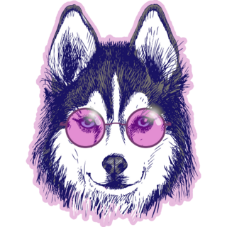 Pink Glasses Husky Sticker