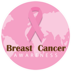 Pink Globe With Ribbon For World Breast Cancer Day Sticker