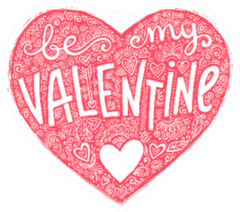 Pink Grunge Heart Shape Be My Valentine Sticker