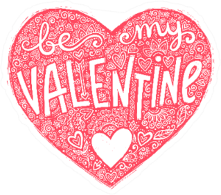 Pink Grunge Heart Shape Be My Valentine Sticker