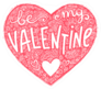 Pink Grunge Heart Shape Be My Valentine Sticker