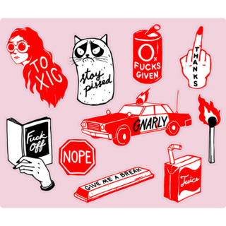 Pink Grunge Sticker Sheet