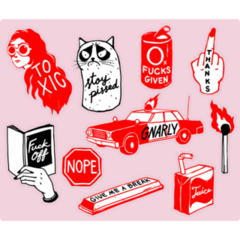 Pink Grunge Sticker Sheet