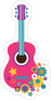 Pink Guitar with Flowers Hippie Sticker