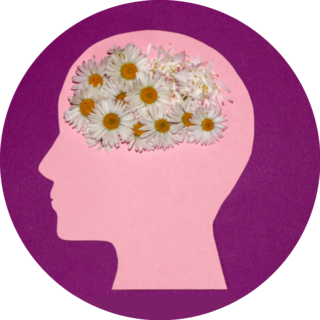 Pink Head With Daisy Flower Brain Sticker