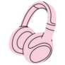 Pink Headphone Headset Ear Icon Sticker