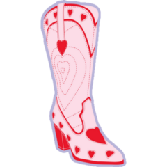 Pink Heart Cowgirl Boots Sticker 