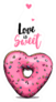 Pink Heart Donut Love Is Sweet Illustration Sticker