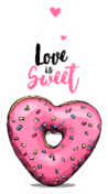 Pink Heart Donut Love Is Sweet Illustration Sticker