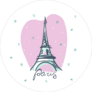 Pink Heart Eiffel Tower Sticker