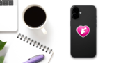 Pink Heart Map Of Jordan Sticker on a Phone (New) example