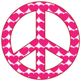 Pink Heart Peace Sign Sticker