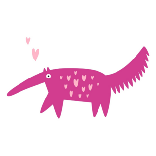 Pink Hearts Anteater Sticker