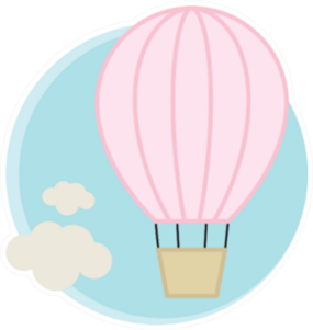 Pink Hot Air Balloon And Clouds Sticker