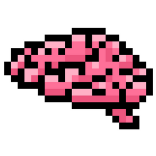 Pink Human Brain, 8 Bit Pixel Art Sticker