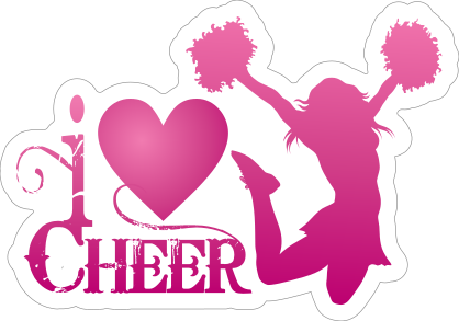 Pink I Love Cheerleading Sticker