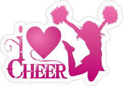 Pink I Love Cheerleading Sticker