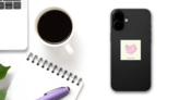 Pink Iceland Map Sticker on a Phone (New) example