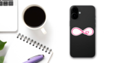 Pink Infinity Sign With Heart Sticker on a Phone (New) example