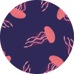 Pink Jellyfish Pattern On Navy Sticker