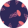 Pink Jellyfish Pattern On Navy Sticker
