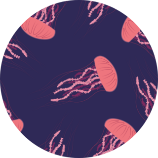 Pink Jellyfish Pattern On Navy Sticker