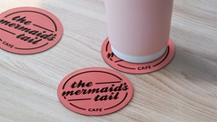 Pink leather coaster with Mermaid Tail engraved