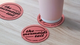 Pink leather coaster with Mermaid Tail engraved