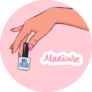 Pink Manicure Lettering With Blue Nail Polish Sticker 