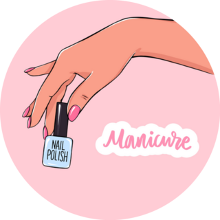 Pink Manicure Lettering With Blue Nail Polish Sticker 