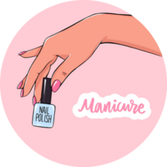 Pink Manicure Lettering With Blue Nail Polish Sticker 