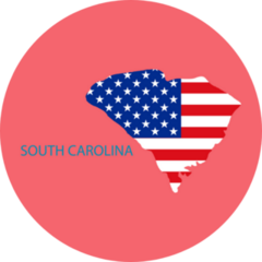 Pink Map Of South Carolina, Usa Sticker