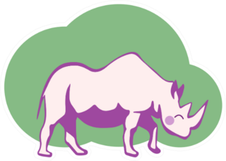 Pink Modest Rhino Of Green Bushes Sticker